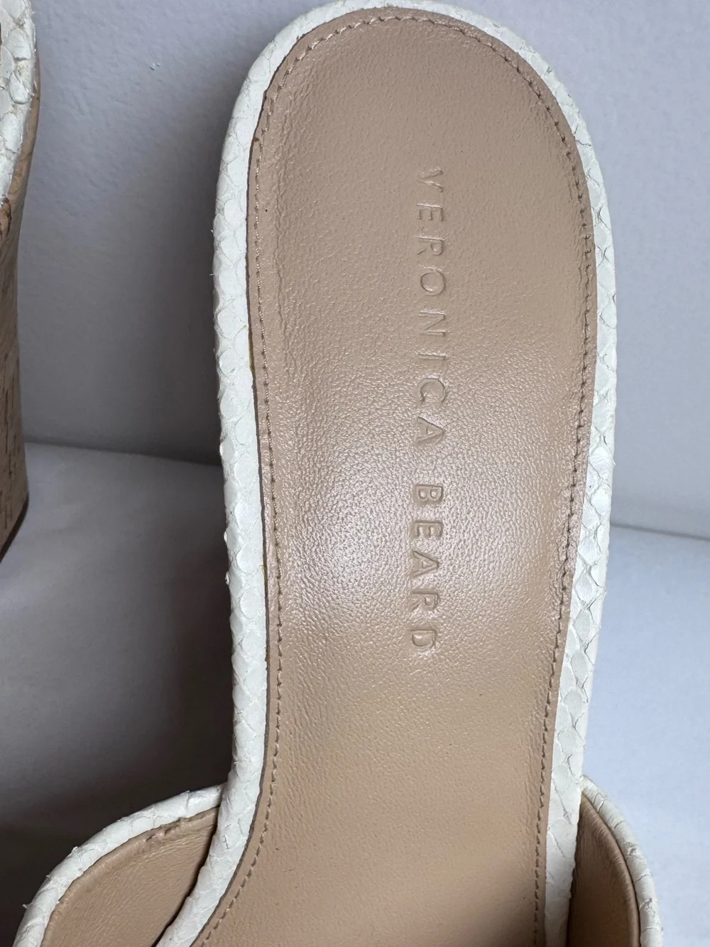 Veronica Beard Dali Python-Embossed Leather & Cork Platform Wedge Mules 10